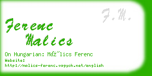 ferenc malics business card